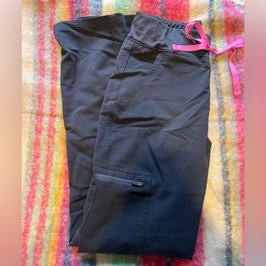 Figs Women's Navy Pants with Pink Drawstring